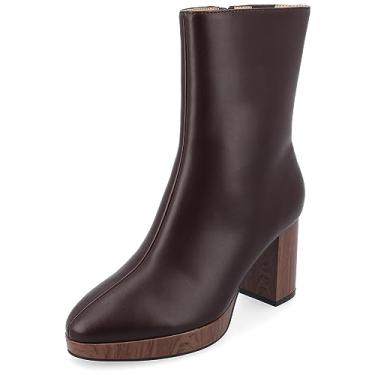 Imagem de Journee Collection Botas femininas Tru Comfort Foam de largura média e larga Romer plataforma bico amêndoa, Marrom, 8.5