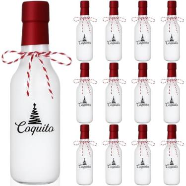Imagem de Sieral 12 peças de garrafa de vidro de Natal com tampa oscilante de 142 g transparente Coquito Flip Top garrafas de cerveja com tampas termorretráteis e corda para fermentação Kombucha extrato de
