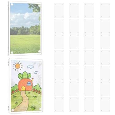 Imagem de Moldura magnética acrílica de 30 peças para aniversário, estilo polaroid, ímã de foto de geladeira dupla face para o dia das mães