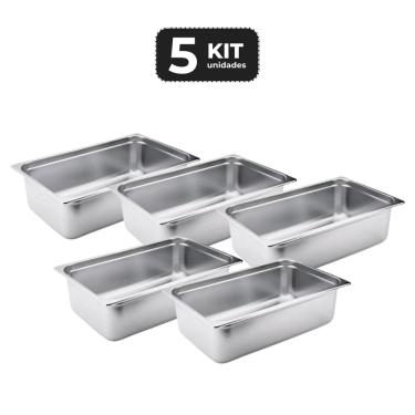Imagem de Kit 5 Cuba Sem Alca Inox 1/1 Gn 100 Para Buffet