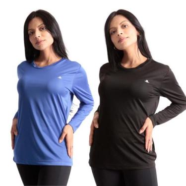 Imagem de Kit 2 Camisetas Manga Longa Proteção Uv Dry Fit Feminina - Força do So