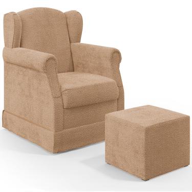 Imagem de Poltrona De Amamentação Com Balanço E Puff Elisa P02 Bouclê Mostarda - Lyam Decor