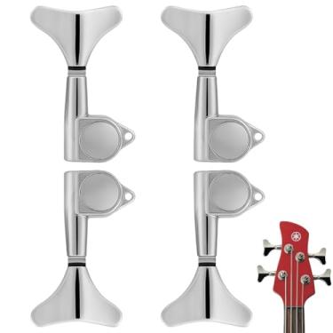 Imagem de Jogo de Tarraxas para Contrabaixo 4 Cordas 2+2 Cromadas Blindadas Kit Fixação Baixo Elétrico, Tarracha 4×, Peças Reposição Alta Qualidade