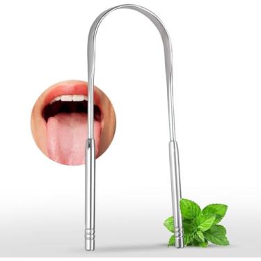 Imagem de Raspador de Língua Aço Inoxidável NO2PROBLEMS Limpeza Bucal Profunda Anti-Ferrugem e Durável