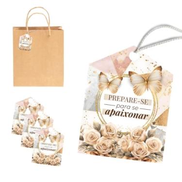 Imagem de 54 Unidades Tags Etiqueta para Sacola com Frase Prepare-se para se Apaixonar Dourado para Presentes Embalagens e Lembrancinhas Lojas