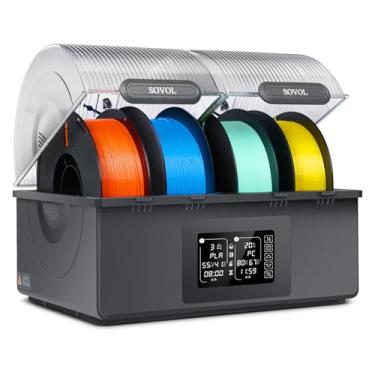 Imagem de Secador de filamentos Sovol com 4 bobinas, caixa seca SH03, temperatura máxima de 85 ℃, câmaras de aquecimento duplas independentes para PLA, PETG, ABS, TPU, ASA, PC, PA, 1,75/2,85 mm