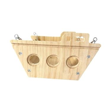 Imagem de IEUDNS Rede de madeira para chinchila, gaiola para hamster, balanço, brinquedo para animais de estimação, habitat, acessórios para exercícios, acessórios
