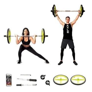 Imagem de AXLE Barra olímpica | Equipamento versátil e totalmente dobrável para academia em casa | Para musculação, CrossFit, Bench Press, agachamento, Pilates, Deadlift, treinamento central | 130 cm, 5 kg