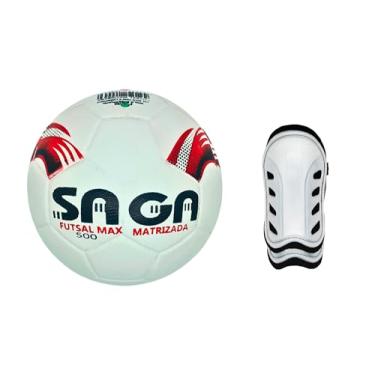 Imagem de Kit Bola Futsal Matrizada Vermelha + Caneleira