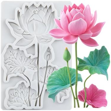 Imagem de MYPRACS Lotus Fondant Moldes de silicone para decoração de bolos de açúcar, topo de cupcake, pasta de goma de chocolate, argila de polímero