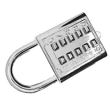 Imagem de Luqeeg Fechadura de combinação de dígitos, cadeado de botão de liga de zinco, design moderno para carrinho, armário de arquivos, teclado e bagagem, trava de segurança pequena e leve (prata)