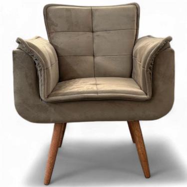 Imagem de Poltrona Conflex Decorativa Opala Rafaela confortável estofada Capuccino pés palito de madeira maciça