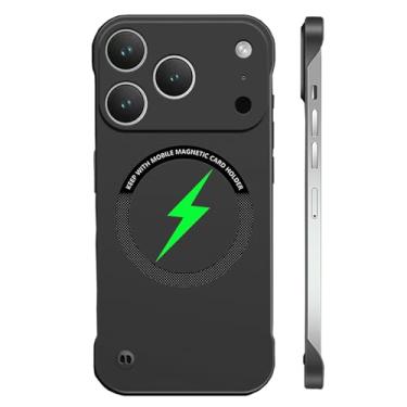 Imagem de Woluki Capa de telefone fina sem moldura para iPhone 17 pro max compatível com MagSafe à prova de choque anti-queda anti-impressão digital capa rígida para telefone PC [anel de sucção magnético