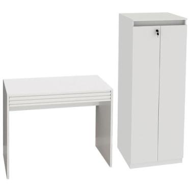 Imagem de Escrivaninha E Armario Para Escritorio Me4173 Me4151 Branco - TECNO MO