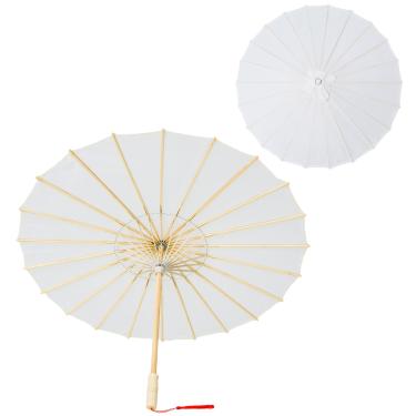 Imagem de Bestage Guarda-sol chinês japonês de 81 cm, feito à mão, tecido branco, decoração asiática, faça você mesmo, arte, dança, guarda-chuva clássico para festas de casamento, fantasias de fotografia