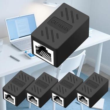 Imagem de Pacote com 5 Acopladores Ethernet RJ45 – Adaptador de conector fêmea para fêmea em linha para extensão de cabo Cat8/Cat7/Cat6/Cat5e/Cat5, extensor de rede de alta velocidade para PC, roteador, modem