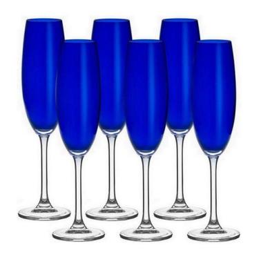 Imagem de Jogo 6 Taças 220ml Para Champanhe Gastro Em Cristal Ecológico Azul Cob