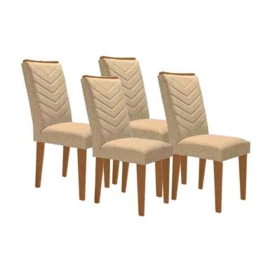 Imagem de Kit 4 Cadeiras Sala Jantar Londrina 4 Un Capuccino-linho Bege Turim - Rufato