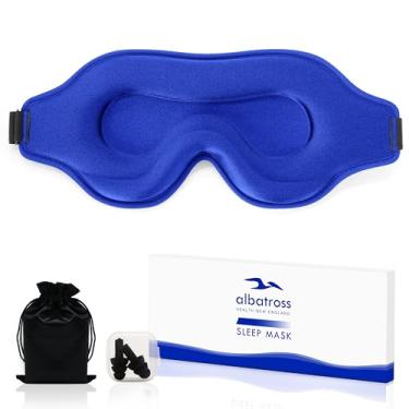 Imagem de Máscara de dormir para homens e mulheres, máscara de dormir 3D com extensões de cílios, capa de sombra noturna blackout de viagem com alça ajustável (azul-3D)