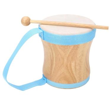 Imagem de RiToEasysports Tambor de Mão de Pele de Carneiro, Instrumento de Percussão Profissional Com Rolo de Madeira para Apresentações, Festas, Festivais de Música, Adequado para Músicos (Azul)