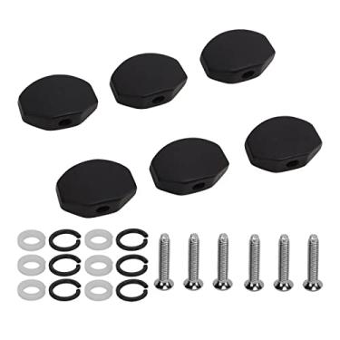 Imagem de RiToEasysports 6 Botões de Cabeça de Máquina de Ajuste de Metal de ébano Preto, Botão de Guitarra Durável e Inodoro para Guitarras Elétricas, Acabamento Requintado (grande quadrado)