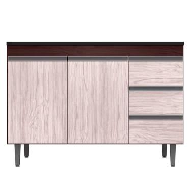 Imagem de Balcão Gabinete Cozinha Andreia 100cm 2 Porta S-t Ajl Móveis Castanho Avelã