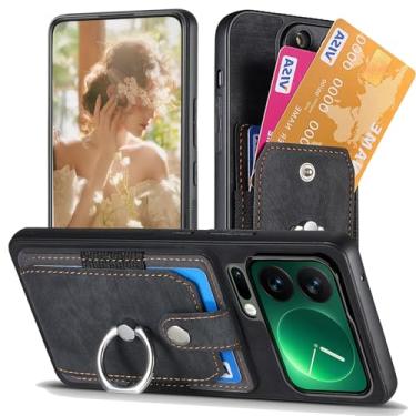 Imagem de Fofvccv Capa carteira para Xiaomi 17 Pro Max com compartimentos para cartões, suporte de anel giratório fino de couro PU fecho magnético com suporte à prova de choque capa protetora para Xiaomi 17 Pro