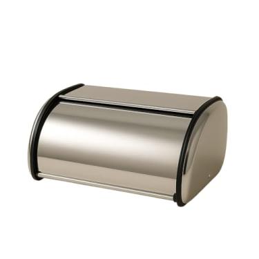 Imagem de Porta Pão Aço Inox Line Tampa Prateado Organizador Cozinha
