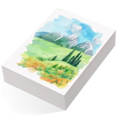 Imagem de 80 folhas de papel aquarela a granel, 50 kg/230 g/m2, papel de prensa a frio, papel de cor de água branca para crianças, estudantes, adultos, artistas desenhando cartões de presente de casamento (10 x
