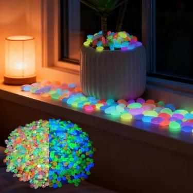 Imagem de 200 peças de pedras luminosas que brilham no escuro pedras decorativas de cores mistas para aquário aquário caminho jardim pátio gramado decoração de quintal