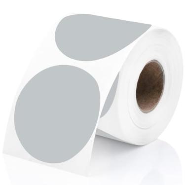 Imagem de Perco Etiquetas adesivas térmicas de círculo redondo cinza de 5 cm - 300 etiquetas por rolo, compatível com impressora térmica direta, adesivo permanente, cores vibrantes, fixação forte, perfurado