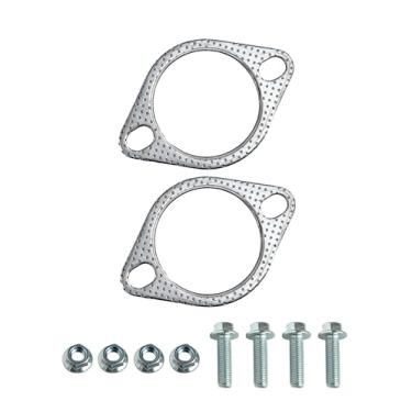 Imagem de YAMAKATO Junta de escape de alta temperatura de 2 parafusos de 7 cm - 2 peças inclui 4 parafusos e porcas juntas reforçadas de alta temperatura 70 mm 2 parafusos