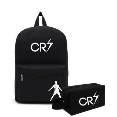 Imagem de Mochila e Estojo Casual Alça Reforçada Resistente Premium Escolar Facu