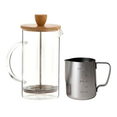 Imagem de Kit Cafeteira Francesa 600Ml + Jarra Barista Inox 350Ml