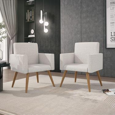 Imagem de Kit 02 Poltronas Nina Sala Linho - linho Bege