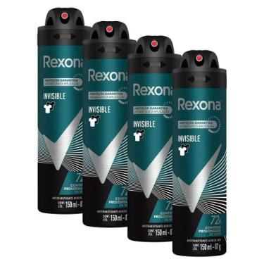Imagem de Kit 4 Desodorantes Rexona Men Antitranspirante Aerossol Invisible 150m
