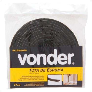 Imagem de Fita adesiva espuma 12x6mm preta com 4 metros Vonder