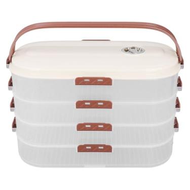 Imagem de TOPINCN Recipiente de Armazenamento de Alimentos de 4 Camadas, Caixa de Armazenamento de Freezer de Bolinho de Massa Empilhável Recipiente de Lanche Com Tampa e Alça Conveniente, Caixa