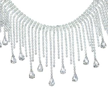 Imagem de LUMINFLY Acabamento de corrente de strass de prata, borla de cristal DIY de 1 metro para vestido de casamento e enfeite de vestuário