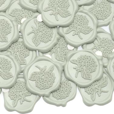 Imagem de Andotopee 50 Adesivos De Lacre Cera Hortênsia, Envelope Botânico Floral, Autoadesivos Verde-Sálvia Pré-Fabricados Com Verdade, Ótimos Para Convites Casamento, Embrulhos Presente
