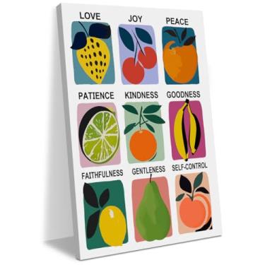 Imagem de Decoração Cristã Religiosa Positiva Decoração de Quarto de Oração Fruta Espírito Decoração de Parede Tela Impressão Emoldurada Pôster Pintura Imagem para Casa Sala de Jantar Jesus Mulheres Quarto de