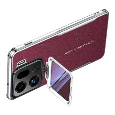 Imagem de HAOMRIYL Capa para Oppo Find X9/X9pro, capa de proteção total para lente com suporte de couro vegano, capa fina, vermelha, X9Pro