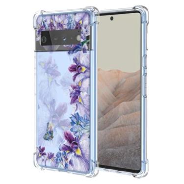 Imagem de WEIOUHR Capa para Pixel 6 Pro Google 6 Pro com design de impressão de íris de TPU macio transparente, resistente a choques e arranhões, para Google Pixel 6 Pro (roxo íris)