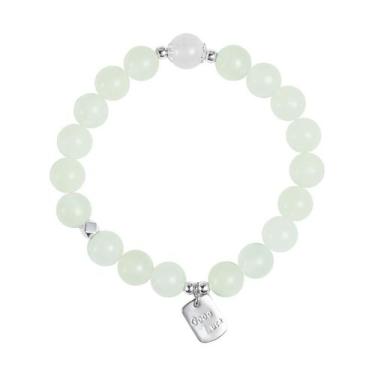 Imagem de Pulseira de jade para mulheres de 8 mm com miçangas e etiqueta de boa 