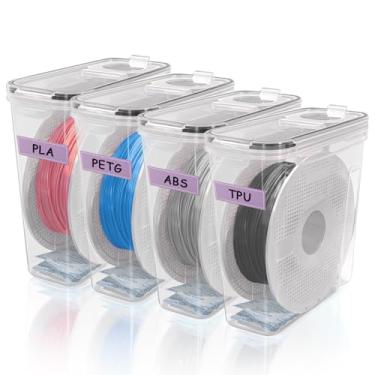 Imagem de AJOYIB Caixa de armazenamento de filamento de impressora 3D, pacote com 4 caixas secas com dessecante de gel de sílica reutilizável para carretéis de filamento PLA ABS PETG de 1 kg, evita umidade