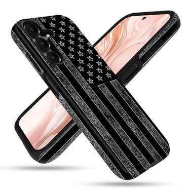 Imagem de FGDRFGRW Capa projetada para Samsung Galaxy A16 5G, capa de TPU + PC, capa protetora à prova de choque – Bandeira americana preta e branca