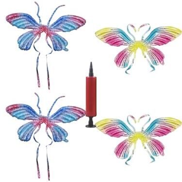 Imagem de Net Red Butterfly Wings Balloons Kids Birthday Party Inflatable Decoration Props Play Balloons (Glitter Pink Butterfly 4pcs (With Blow))