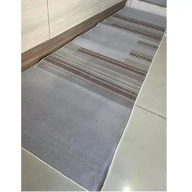 Imagem de Tapete Indiano Super, PICR-15 Passadeira para Quarto, Cinza com Detalhes em Tons Terrosos, 2,00x0,60 Metros