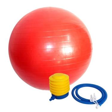 Imagem de Kit Bola de Pilates Suíça 65cm Vermelha Antiestouro e Bomba de Ar - DA