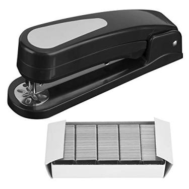 Imagem de Grampeador rotativo resistente, 45 graus, capacidade de 20 folhas, grampeador compacto com grampo para escritório, escola, casa, preto e azul (Preto (vem com uma caixa de grampos))